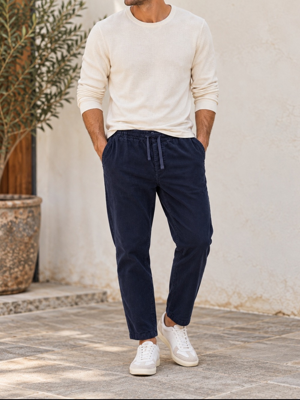 Todd Snyder Men's Navy Corduroy Drawstring Pants